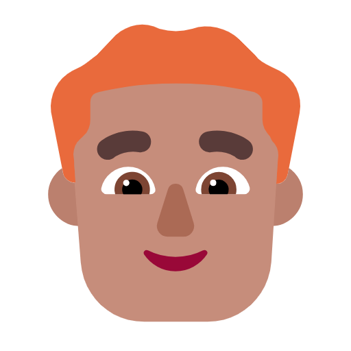 Microsoft design of the man: medium skin tone red hair emoji verson:Windows-11-23H2