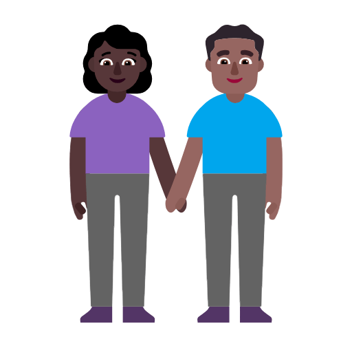 Microsoft design of the woman and man holding hands: dark skin tone medium-dark skin tone emoji verson:Windows-11-23H2