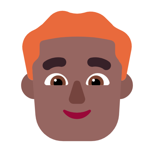 Microsoft design of the man: medium-dark skin tone red hair emoji verson:Windows-11-23H2