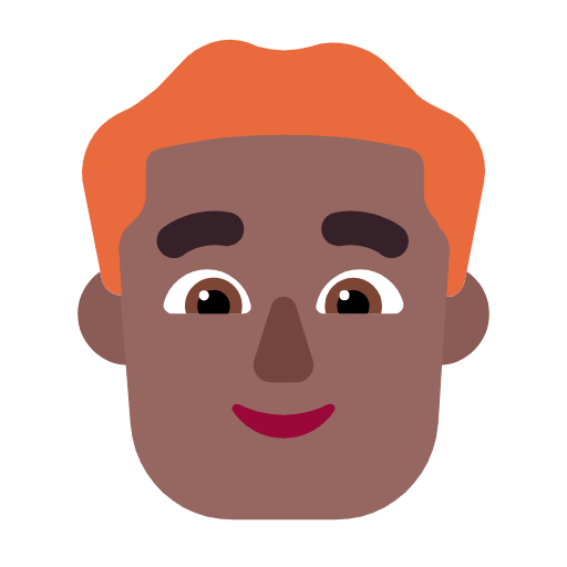 Microsoft design of the man: medium-dark skin tone red hair emoji verson:Windows-11-23H2