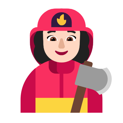 Microsoft design of the woman firefighter: light skin tone emoji verson:Windows-11-23H2
