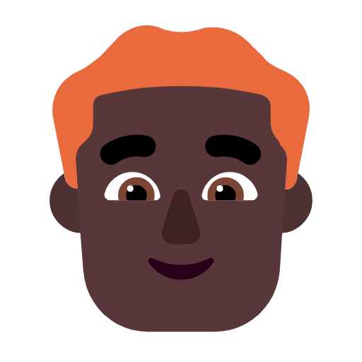 Microsoft design of the man: dark skin tone red hair emoji verson:Windows-11-23H2