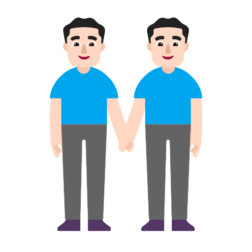 Microsoft design of the men holding hands: light skin tone emoji verson:Windows-11-23H2