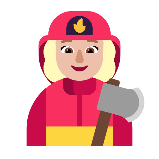 Microsoft design of the woman firefighter: medium-light skin tone emoji verson:Windows-11-23H2