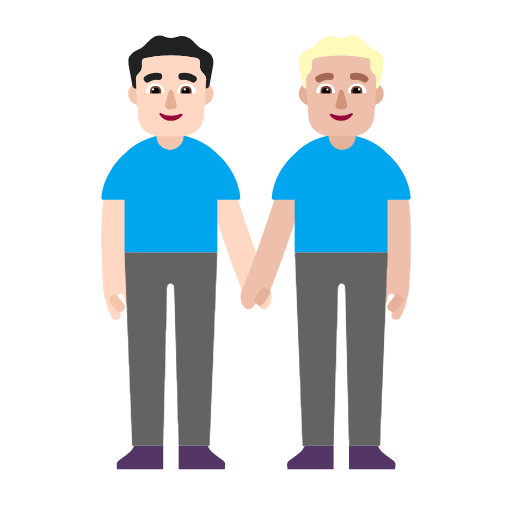 Microsoft design of the men holding hands: light skin tone medium-light skin tone emoji verson:Windows-11-23H2