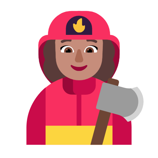 Microsoft design of the woman firefighter: medium skin tone emoji verson:Windows-11-23H2