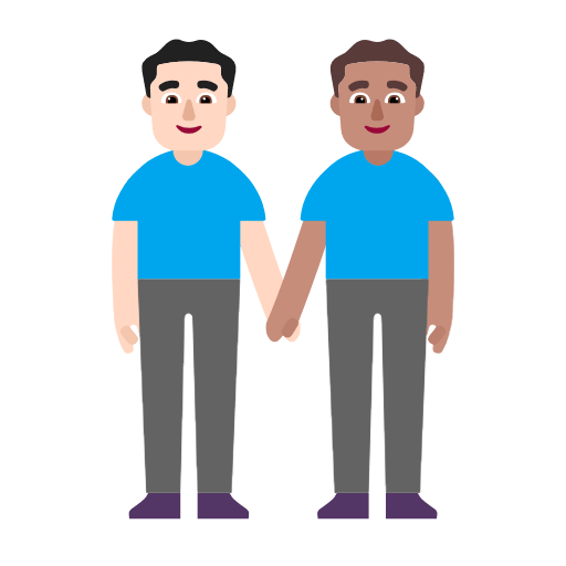 Microsoft design of the men holding hands: light skin tone medium skin tone emoji verson:Windows-11-23H2