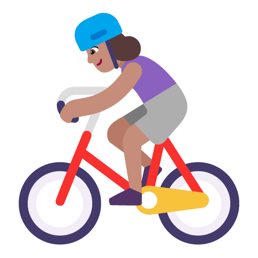 Microsoft design of the woman biking: medium skin tone emoji verson:Windows-11-22H2