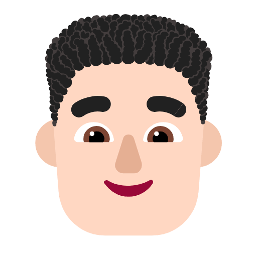Microsoft design of the man: light skin tone curly hair emoji verson:Windows-11-23H2