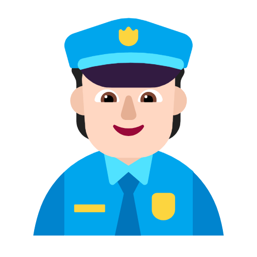 Microsoft design of the police officer: light skin tone emoji verson:Windows-11-23H2