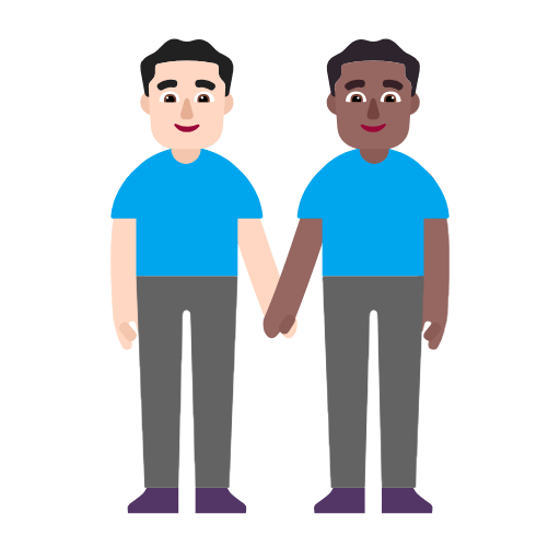 Microsoft design of the men holding hands: light skin tone medium-dark skin tone emoji verson:Windows-11-23H2