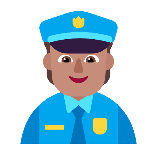 Microsoft design of the police officer: medium skin tone emoji verson:Windows-11-23H2