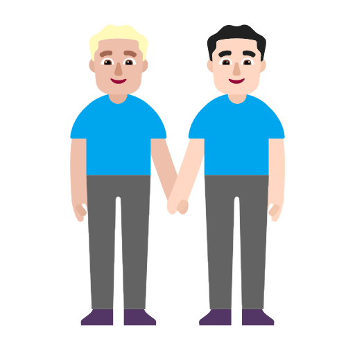 Microsoft design of the men holding hands: medium-light skin tone light skin tone emoji verson:Windows-11-23H2