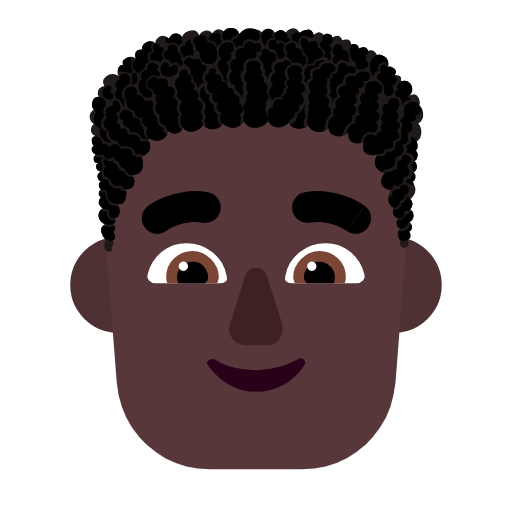 Microsoft design of the man: dark skin tone curly hair emoji verson:Windows-11-23H2