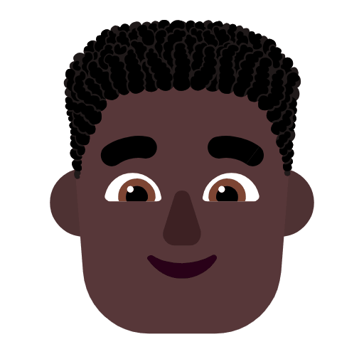 Microsoft design of the man: dark skin tone curly hair emoji verson:Windows-11-23H2