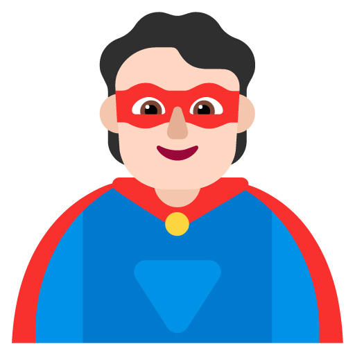 Microsoft design of the superhero: light skin tone emoji verson:Windows-11-22H2