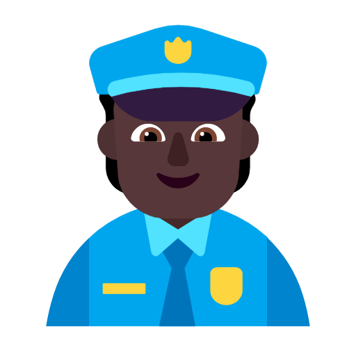 Microsoft design of the police officer: dark skin tone emoji verson:Windows-11-23H2