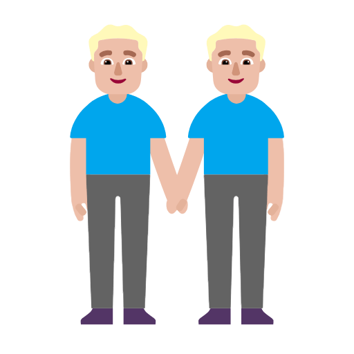 Microsoft design of the men holding hands: medium-light skin tone emoji verson:Windows-11-23H2