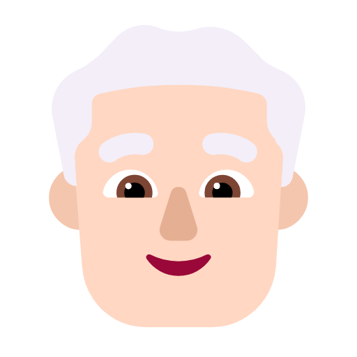 Microsoft design of the man: light skin tone white hair emoji verson:Windows-11-23H2