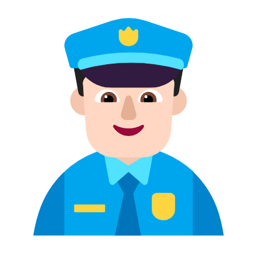 Microsoft design of the man police officer: light skin tone emoji verson:Windows-11-23H2