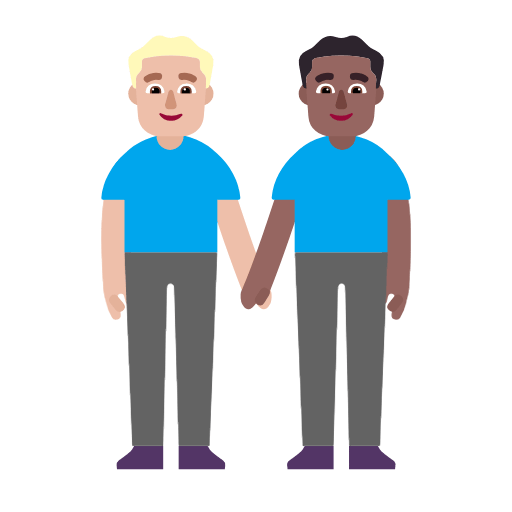 Microsoft design of the men holding hands: medium-light skin tone medium-dark skin tone emoji verson:Windows-11-23H2