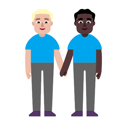 Microsoft design of the men holding hands: medium-light skin tone dark skin tone emoji verson:Windows-11-23H2