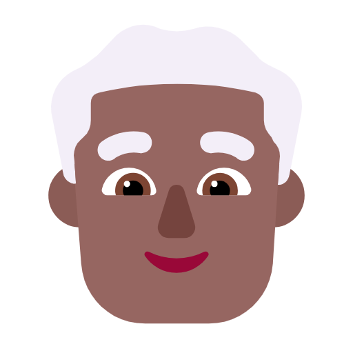 Microsoft design of the man: medium-dark skin tone white hair emoji verson:Windows-11-23H2