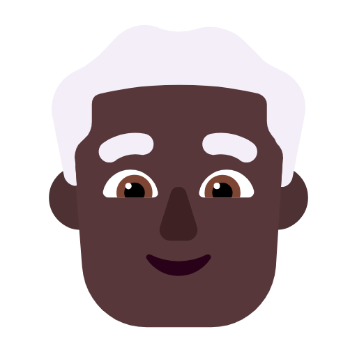 Microsoft design of the man: dark skin tone white hair emoji verson:Windows-11-23H2