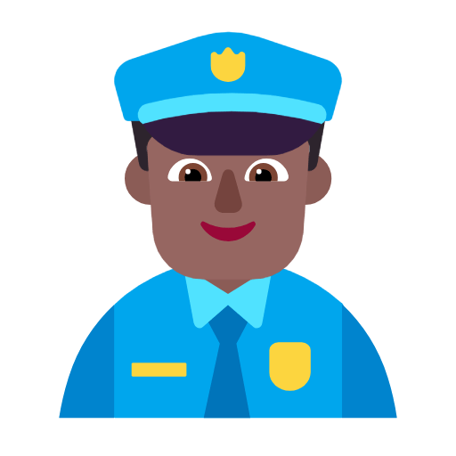 Microsoft design of the man police officer: medium-dark skin tone emoji verson:Windows-11-23H2