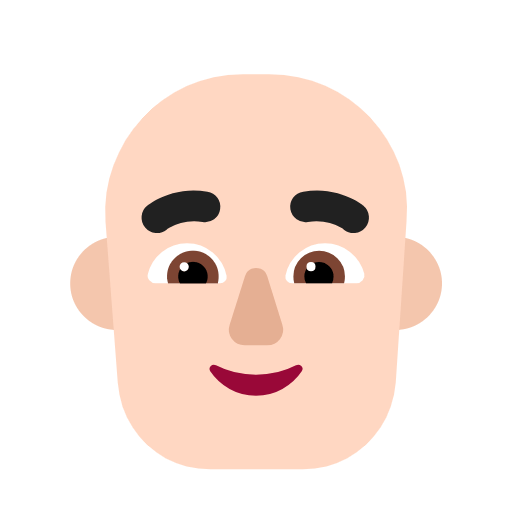 Microsoft design of the man: light skin tone bald emoji verson:Windows-11-23H2