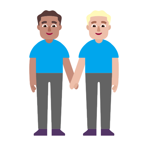 Microsoft design of the men holding hands: medium skin tone medium-light skin tone emoji verson:Windows-11-23H2