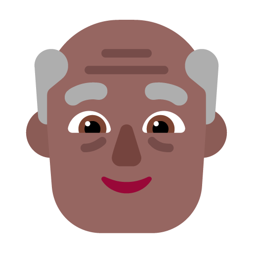 Microsoft design of the old man: medium-dark skin tone emoji verson:Windows-11-22H2