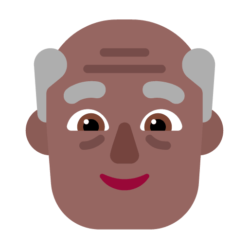 Microsoft design of the old man: medium-dark skin tone emoji verson:Windows-11-22H2