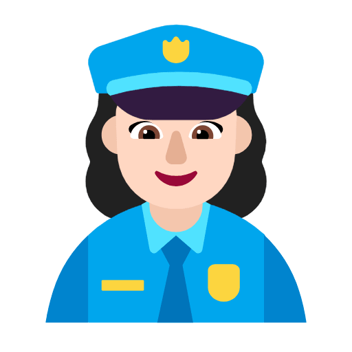 Microsoft design of the woman police officer: light skin tone emoji verson:Windows-11-23H2