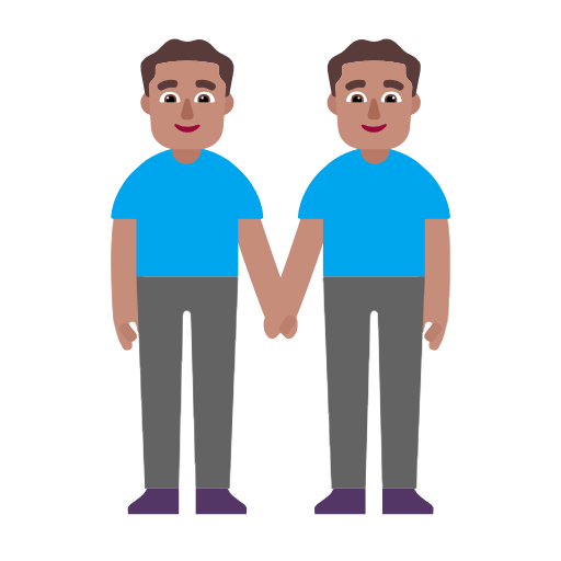 Microsoft design of the men holding hands: medium skin tone emoji verson:Windows-11-23H2
