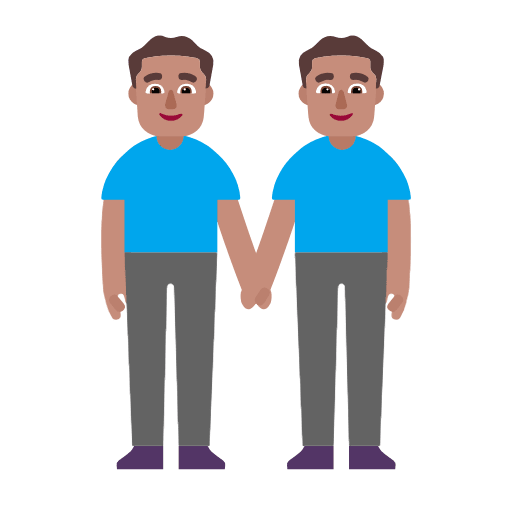 Microsoft design of the men holding hands: medium skin tone emoji verson:Windows-11-23H2