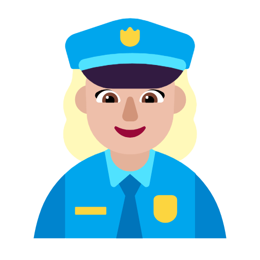 Microsoft design of the woman police officer: medium-light skin tone emoji verson:Windows-11-23H2