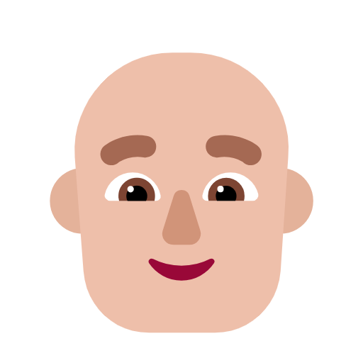 Microsoft design of the man: medium-light skin tone bald emoji verson:Windows-11-23H2