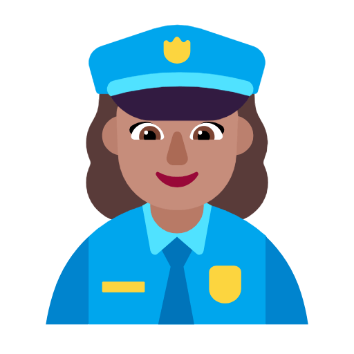Microsoft design of the woman police officer: medium skin tone emoji verson:Windows-11-23H2