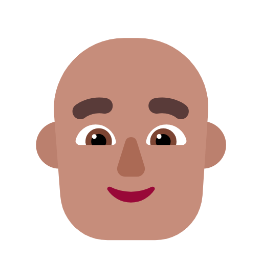 Microsoft design of the man: medium skin tone bald emoji verson:Windows-11-23H2