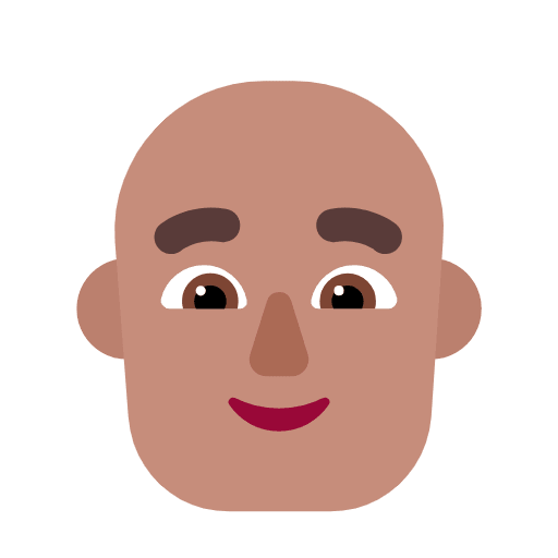 Microsoft design of the man: medium skin tone bald emoji verson:Windows-11-23H2