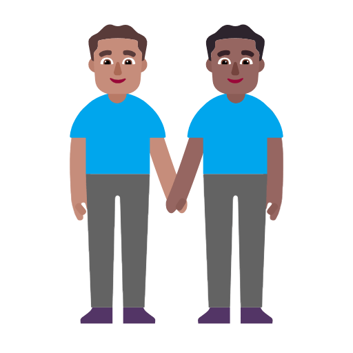 Microsoft design of the men holding hands: medium skin tone medium-dark skin tone emoji verson:Windows-11-23H2