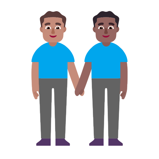 Microsoft design of the men holding hands: medium skin tone medium-dark skin tone emoji verson:Windows-11-23H2
