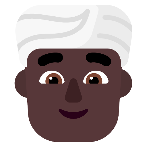 Microsoft design of the man wearing turban: dark skin tone emoji verson:Windows-11-22H2