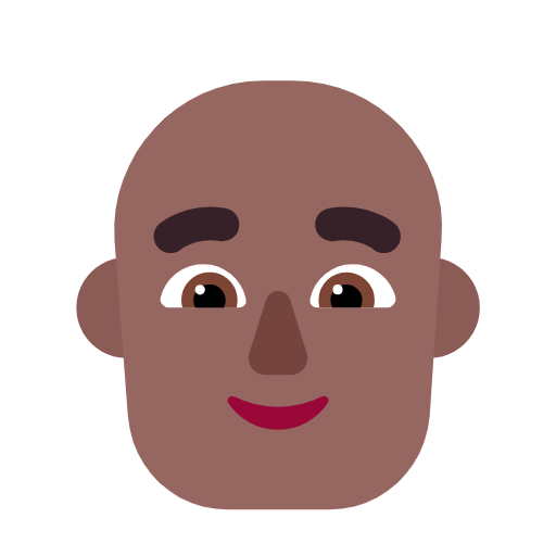 Microsoft design of the man: medium-dark skin tone bald emoji verson:Windows-11-23H2