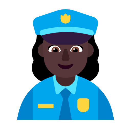 Microsoft design of the woman police officer: dark skin tone emoji verson:Windows-11-23H2