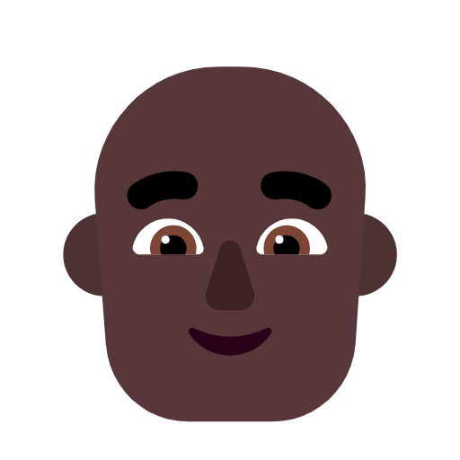 Microsoft design of the man: dark skin tone bald emoji verson:Windows-11-23H2