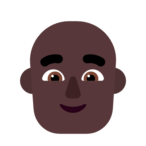 Microsoft design of the man: dark skin tone bald emoji verson:Windows-11-23H2