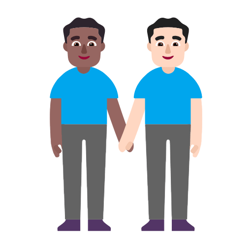 Microsoft design of the men holding hands: medium-dark skin tone light skin tone emoji verson:Windows-11-23H2