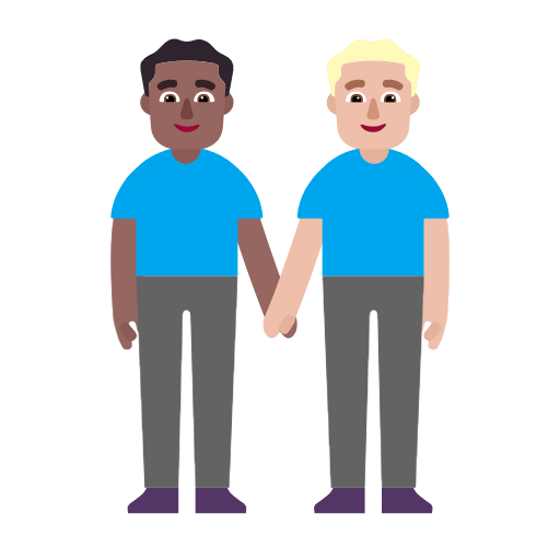 Microsoft design of the men holding hands: medium-dark skin tone medium-light skin tone emoji verson:Windows-11-23H2